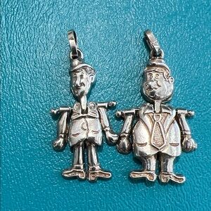 Sterling Silver Vintage Laurel and Hardy charms.
